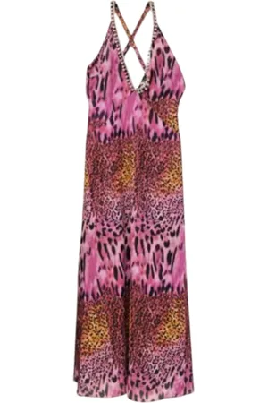 Trash and Luxury Vestito lungo bretelline maculato Donna con scollo a V e applicazione