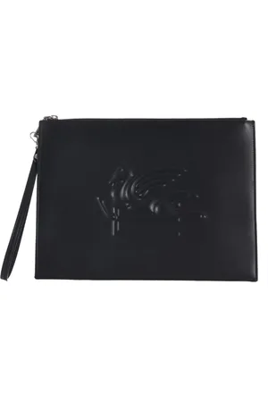 Etro Borse a mano uomo - pouch leather logo embossed - nero
