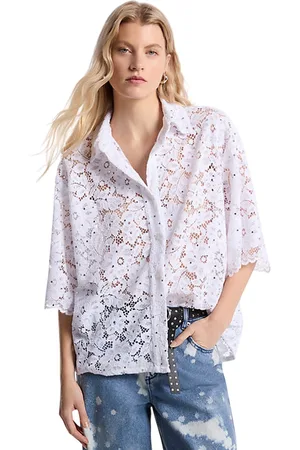 Michael Kors Camicie donna - studded floral lace shirt - bianco