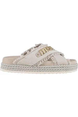 Mou Ciabatte donna - criss-cross rope sandal recycled canvas - grigio