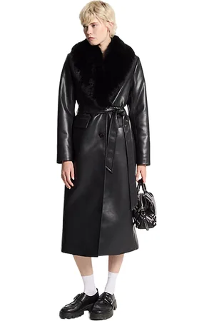 Michael Kors Cappotti donna - faux leather robe coat - nero
