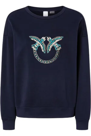 Pinko Felpe senza cappuccio donna - nelly maglia felpa logo birds - blu