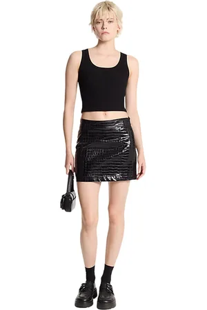 Michael Kors Gonne casual donna - debossed croc mini skirt - nero