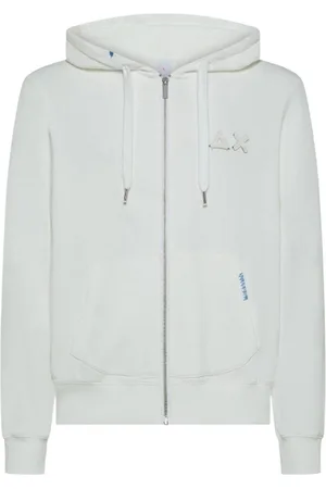 sun68 Felpe con cappuccio uomo - hoodie zip vintage broken - bianco