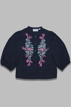 Essentiel Antwerp Hanover lace top - 55% polyester 45% viscose sequins: 100% acrylic beads: 100% acrylic pipes: 100% glass rhinestones: 100% acrylic embroidery: 1 made in india