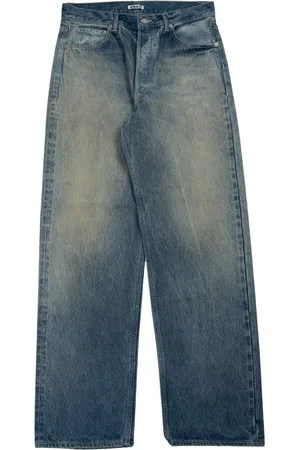 Auralee Selvedge faded heavy denim wide pants - cotton 100% made in japan