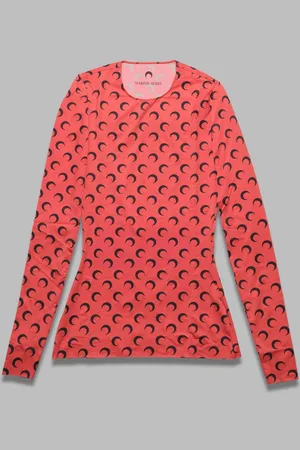 Marine Serre Recycled moon jersey ss crewneck top