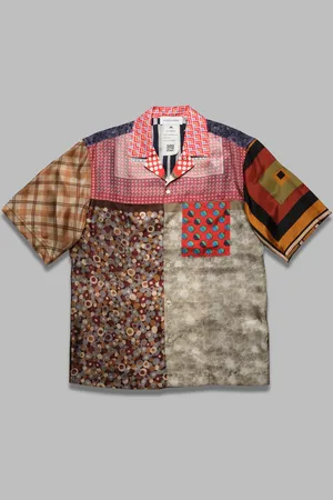 Marine Serre Regenerated silk scarves bowling shirt - 100% silk made in france