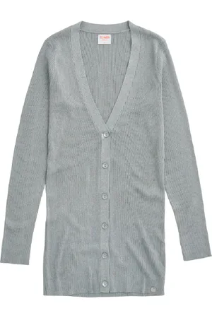 sun68 Log Cardigan Knit Lurex 06 Grigio Chiaro K31213