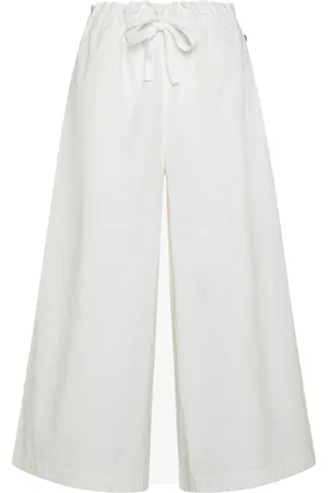 sun68 Popeline Pant Wide Led 01 Bianco P33201