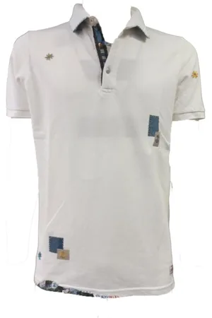 BOB der Bär Polo Piquet Ricamata Bianco R00381