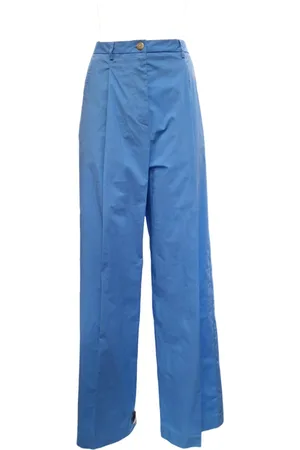 ..,MERCI Pantalone Con Pinces Azzurro P347E
