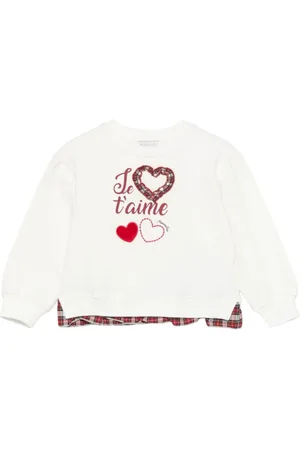 MONNALISA Felpa Panna 001 Logo Rosso 19D639 4001