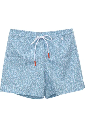 ISAIA Costume Boxer Azzurro con Stampa Cashmere