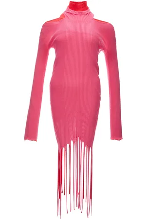 Bottega Veneta Abito Lungo in Maglia Stretch con Frange
