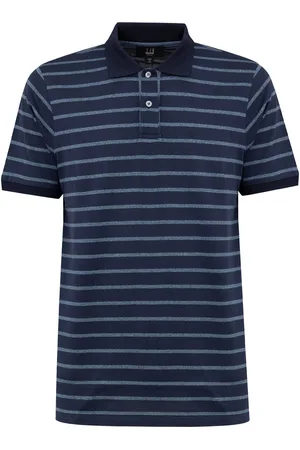 Dunhill Polo Blu a Righe in Cotone