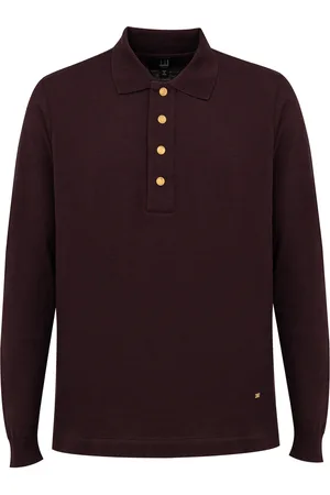 Dunhill Polo Bordeaux in Misto Cashmere a Maniche Lunghe