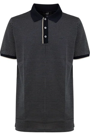 Dunhill Polo in Cotone Blu Navy con Stampa Jacquard