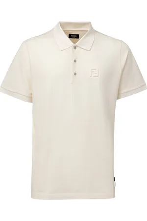 Fendi Polo in Piquet Panna con Logo FF Goffrato