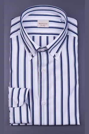 Brancaccio Camicia doppia riga slim fit button down, colore
