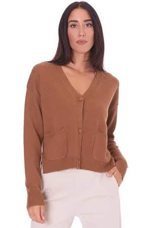 White Wise Cardigan corto con spacchi laterali, colore