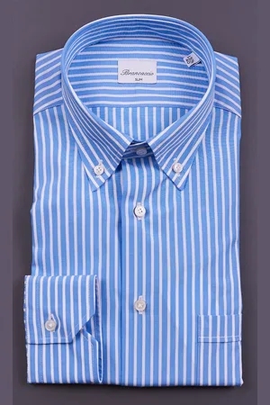 Brancaccio Camicia rigata slim fit button down, colore