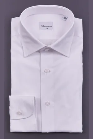Brancaccio Camicia bianca operata slim fit, colore