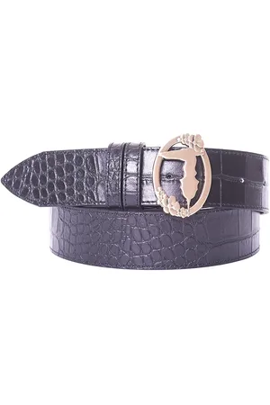 Trussardi Cintura trussardi con fibbia ovale stampa cocco nera, colore
