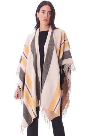 Twin-Set Poncho rigato con frange, colore