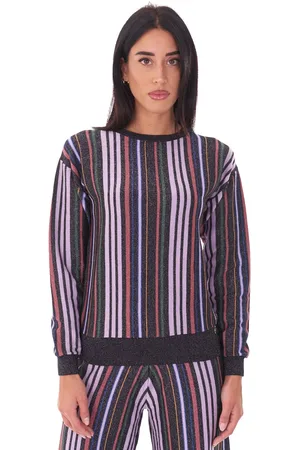 White Wise Maglia girocollo multirighe in lurex, colore