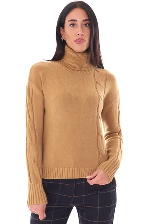 White Wise Maglia dolcevita con trecce e spacchi, colore