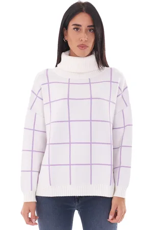 White Wise Maglia dolcevita a quadri over fit, colore