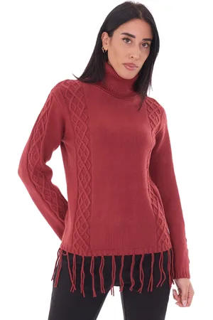 White Wise Maglia dolcevita con frange, colore