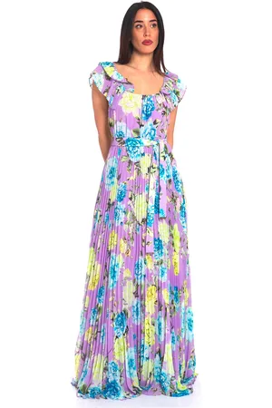 Luckylu Abito lungo plissettato a fiori, colore
