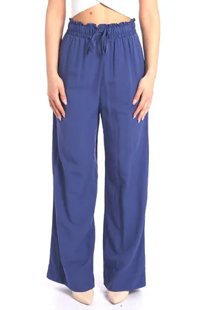 White Wise Pantalone palazzo in misto lino con elastico, colore