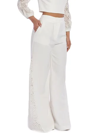 Luckylu Pantalone palazzo con applicazione in pizzo, colore