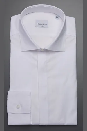 Brancaccio Camicia bianca operata slim fit polso gemello, colore