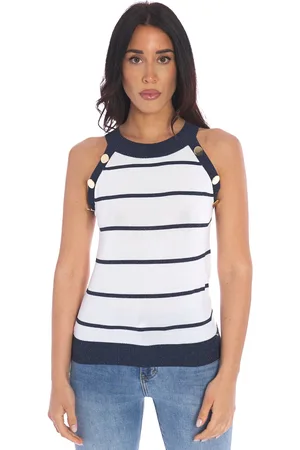 White Wise Top in maglia rigato con lurex, colore