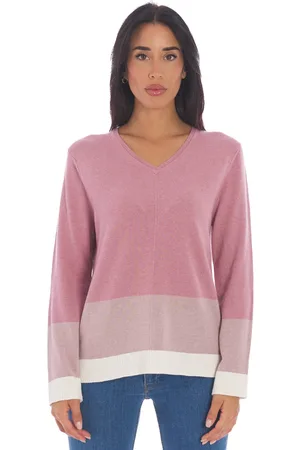 Maria Bellentani Maglia scollo a v con bordature a contrasto, colore