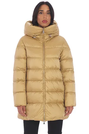 add Piumino lungo svasato con collo cappuccio avvolgente, colore