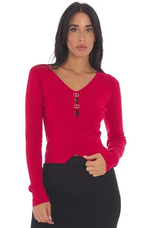 Twin-Set Maglia scollo a punta con aperture a goccia, colore