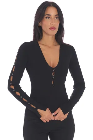 Twin-Set Maglia con tagli e borchie nera, colore
