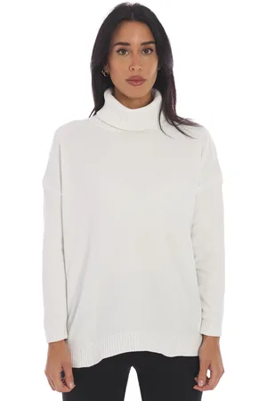 White Wise Maglia dolcevita in ciniglia bianca, colore
