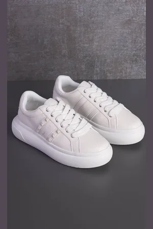 Twin-Set Sneakers con inserti in strass bianche, colore