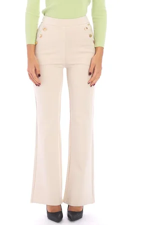 White Wise Pantalone palazzo con bottoni oro, colore