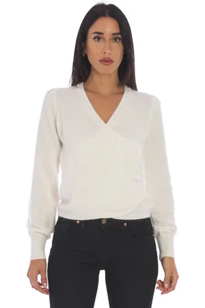 Twin-Set Maglia incrociata con perle bianca, colore