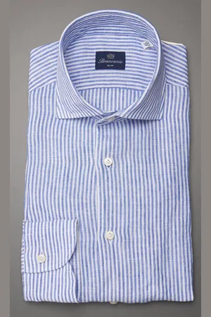 Brancaccio Camicia rigata in puro lino, colore