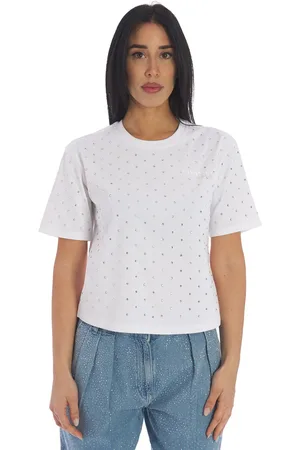 Twin-Set T-shirt boxy fit con strass e logo, colore