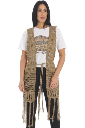 Twin-Set Gilet in maglia con lurex e frange, colore