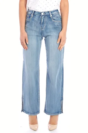 White Wise Jeans palazzo con spacco, colore